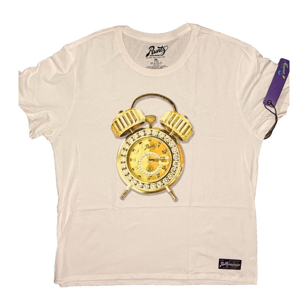 Runtz Worldwide "Time Is Money" T-Shirt 3XL NWT Gold Diamond Clock Streetwear